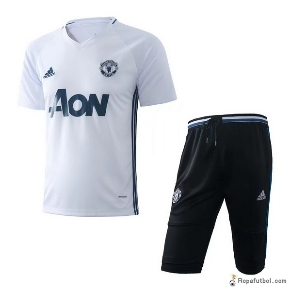 Camiseta Entrenamiento Manchester United Conjunto Completo 2017/18 Blanco